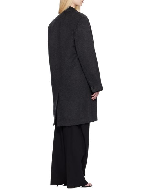 Totême Black Double-Breasted Cashmere Coat