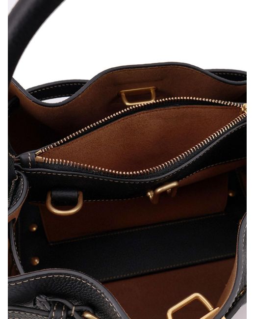 Tod's Black T-Plaque Belt Detail Tote Bag