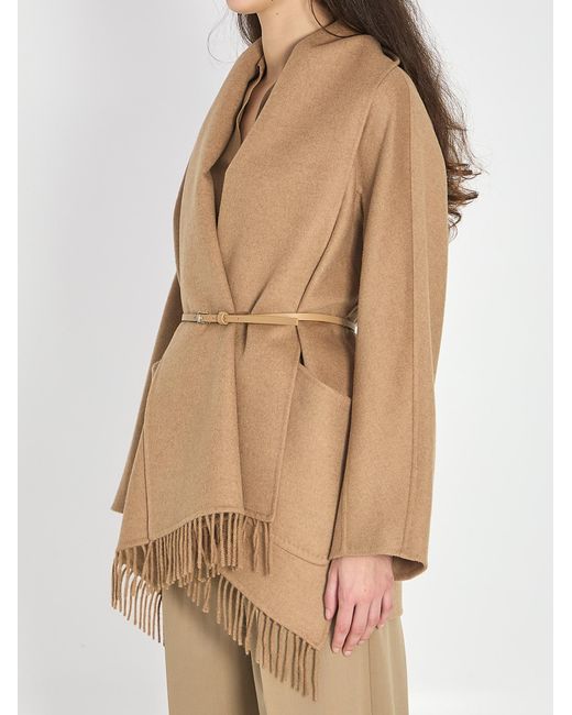 Max Mara Brown Abilita Fringed Belted Coat