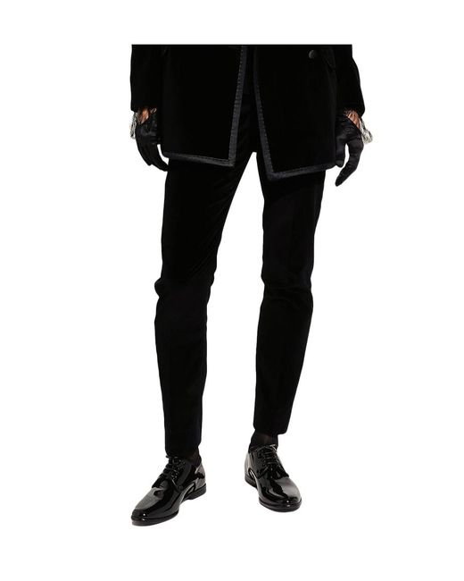 Dolce & Gabbana Black Tailored Velvet Tuxedo Pants