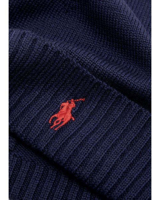 Polo Ralph Lauren Blue Logo-Embroidered Wool Beanie for men