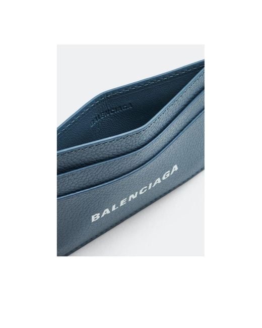 Balenciaga Blue Logo Printed Cash Card Holder for men