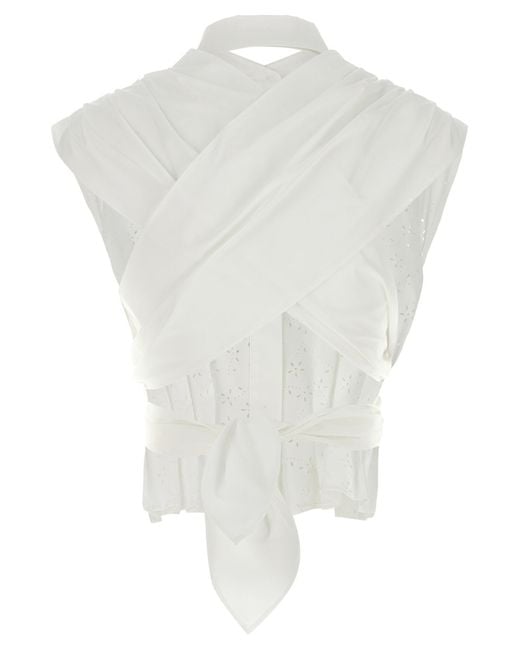 Philosophy Di Lorenzo Serafini White Wraparound Cotton Blouse