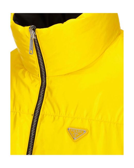 Prada Yellow Chest Logo-Patch Padded Jacket for men