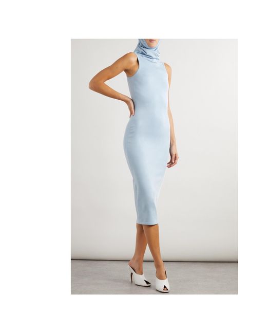 Alaïa Blue Alaïa Hooded Tube Dress