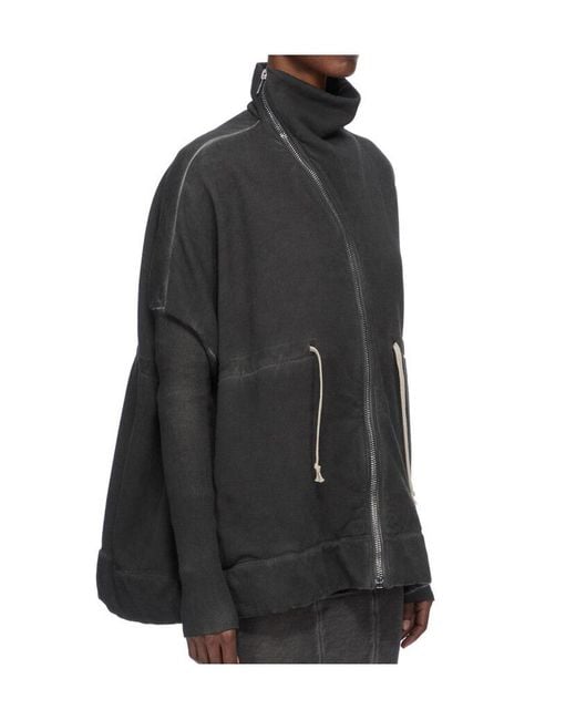 Rick Owens Black High-Neck Long-Sleeved Sweatshirt