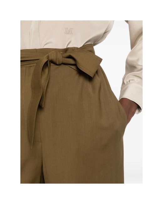 Max Mara Green Lace-Up Casual Pants