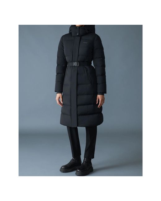 Mackage Black Coralia-City Recycled Down Coat With Storm Visor And Belt
