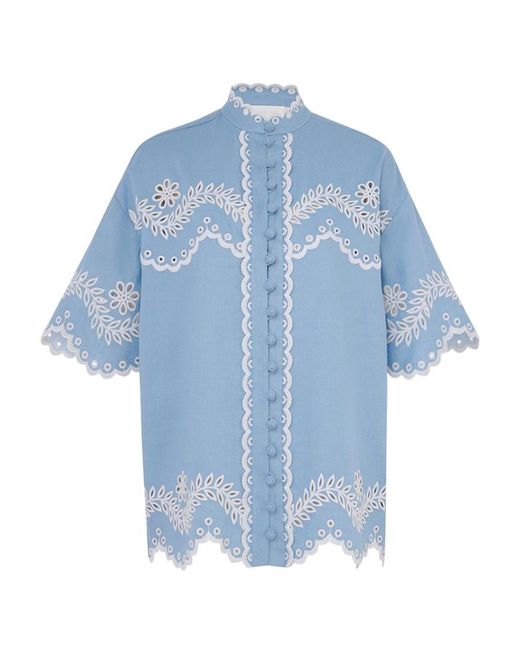 Zimmermann Blue Junie Embroidered Shirt