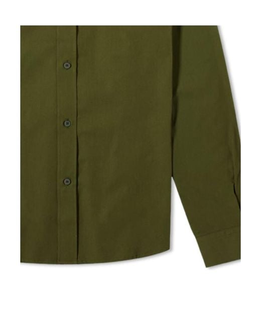KENZO Green Logo-Embroidered Long-Sleeve Shirt for men