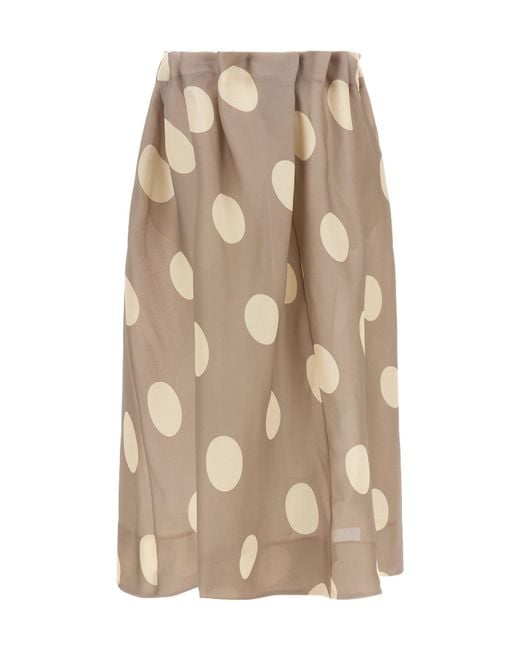 Khaite Natural Polka Dot Midi Skirt