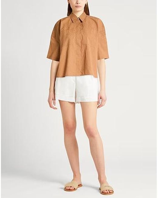 Brunello Cucinelli Brown Loose Solid Short-Sleeve Shirt