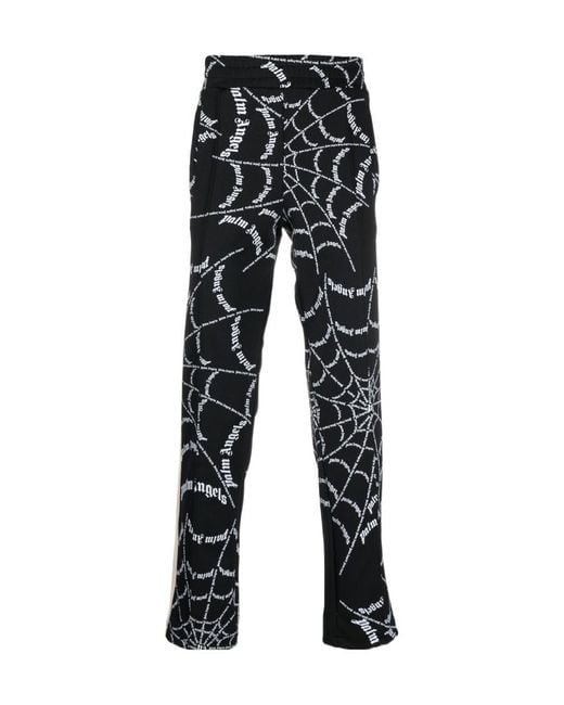 Palm Angels Black Logo-Print Track Pants for men