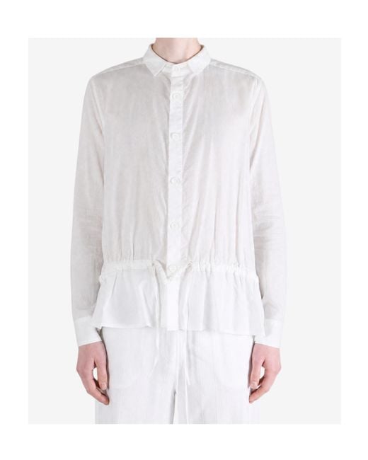 Y's Yohji Yamamoto White Long-Sleeve Shirt With Front Pleats