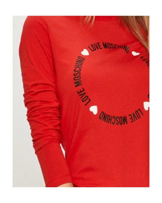 Moschino Red T-Shirt With Round Neck And Long Sleeves