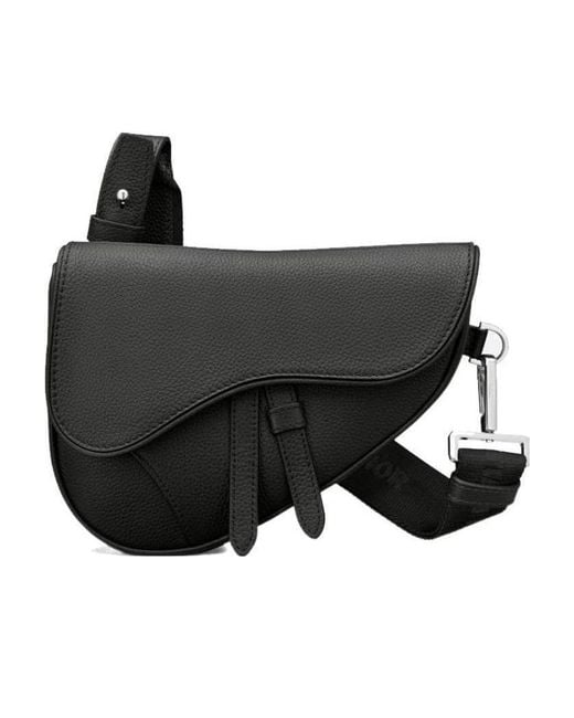 Dior Black Homme Foldover Top Mini Saddle Bag for men