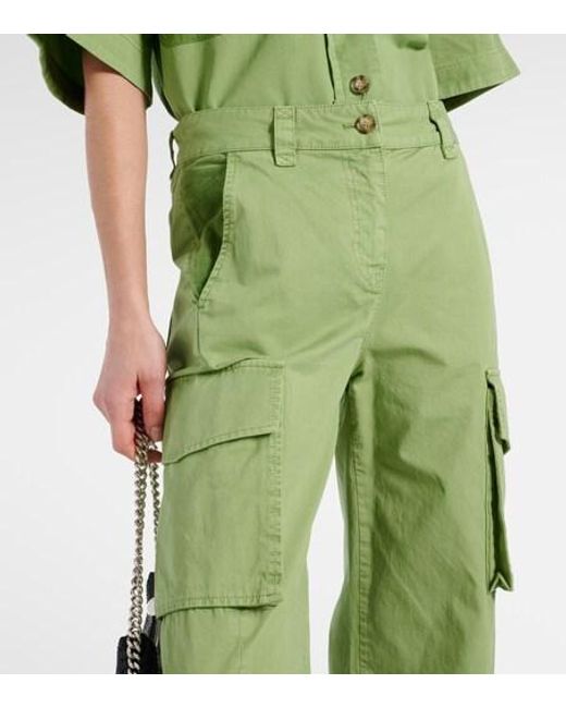 Stella McCartney Green Mid-Rise Cotton Cargo Pants
