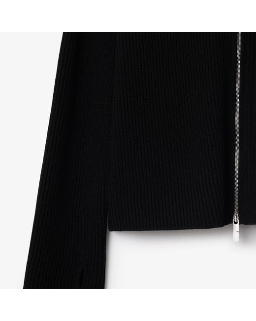 Burberry Black Ribbed-Knit Zip-Up Cardigan for men