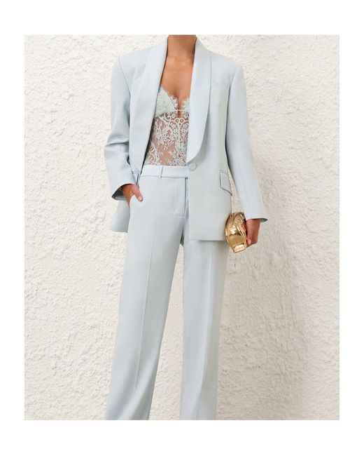 Zimmermann Blue Lapel Long-Sleeved Suit Jacket