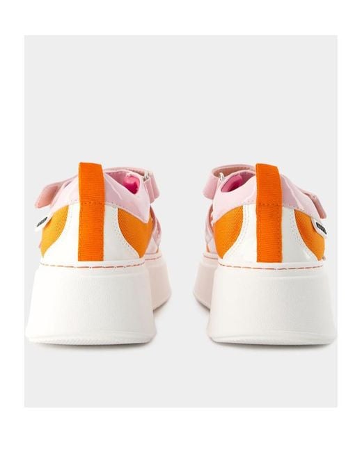 CAREL PARIS Orange Carel Baskina Logo Plaque Buckled Sneakers
