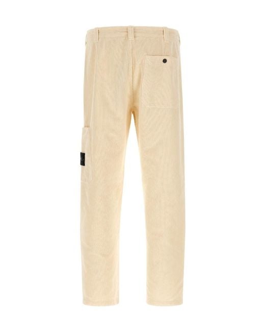 Stone Island Natural Logo Patch Corduroy Pants for men