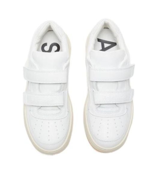 Acne White Velcro Strap Sneakers