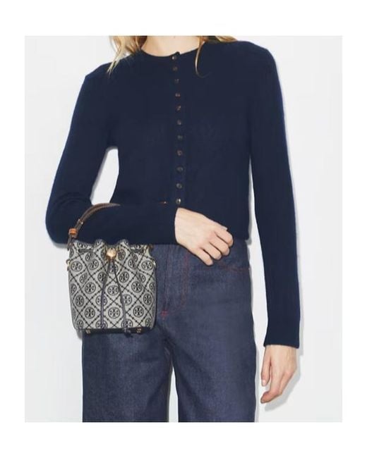 Tory Burch Black T Monogram Mini Bucket Bag