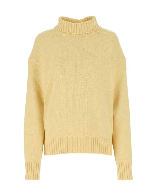 Jil Sander Yellow High-Neck Long-Sleeved Jumper