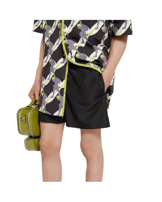 Gucci Black Logo Drawstring Swim Shorts for men
