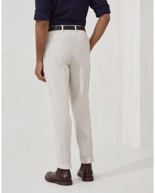 Brunello Cucinelli Blue Pleated Tailored Trousers for men