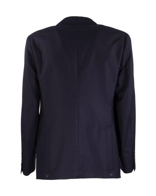 Brunello Cucinelli Blue Single-Breasted Wool Blazer for men