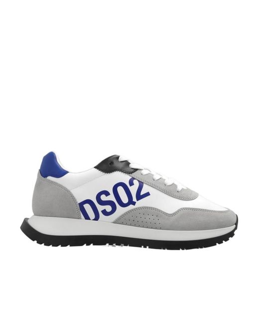 DSquared² White Logo Printed Color-Block Sneakers for men