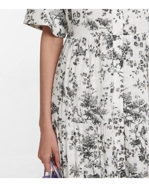Erdem White Kate Floral Cotton Maxi Dress