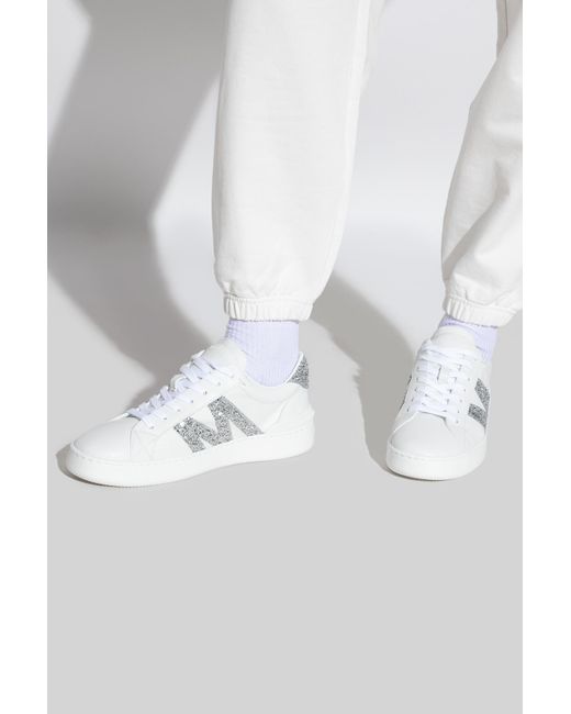 Moncler White Monaco Embellished Low-Top Sneakers