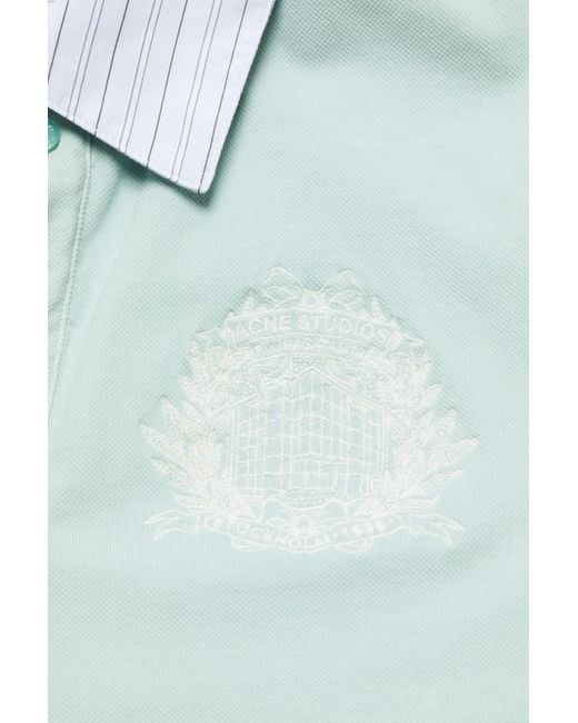 Acne Blue Logo-Embroidered Polo Shirt