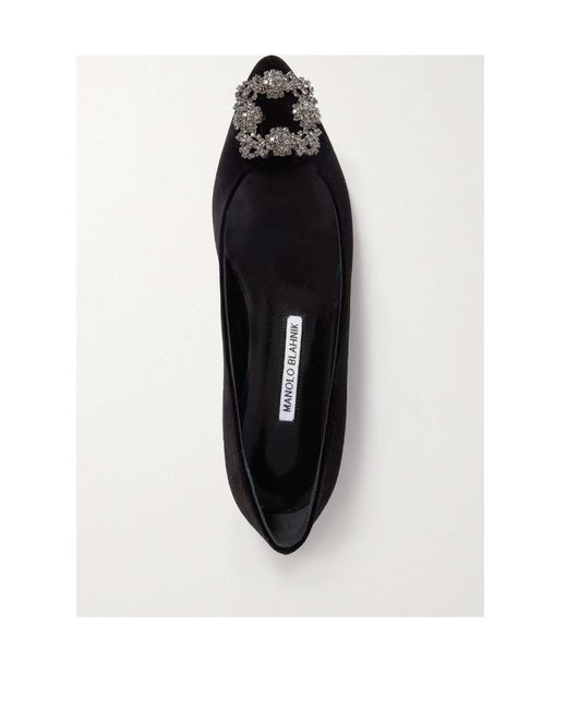 Manolo Blahnik Black Logo Flats