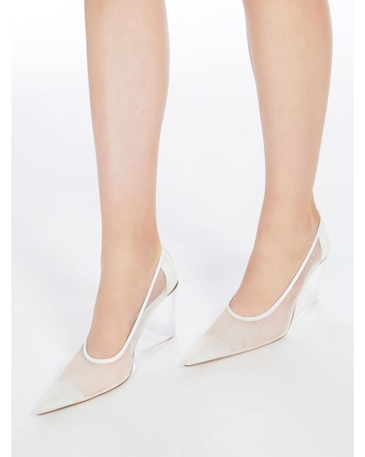 Sportmax White 90Mm Leather Wedge Platforms
