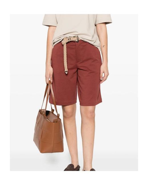 Brunello Cucinelli Red Straight-Leg Shorts