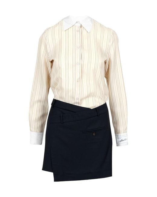 Erika Cavallini Semi Couture White Striped Dress