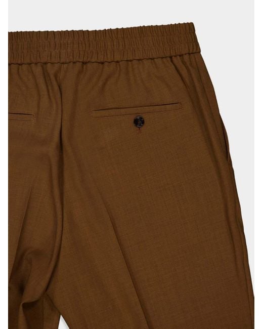 AMI Brown Elasticated Waist Trousers for men