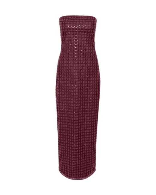 ROTATE BIRGER CHRISTENSEN Purple Beaded Tube Top Dress