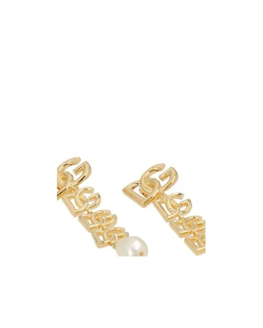 Dolce & Gabbana White Dg Logo Clip-On Earrings