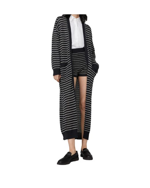 Brunello Cucinelli Black Striped Long Cardigan
