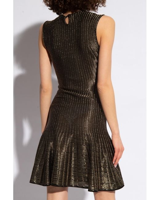 McQueen Brown Lurex Yarn Mini Dress