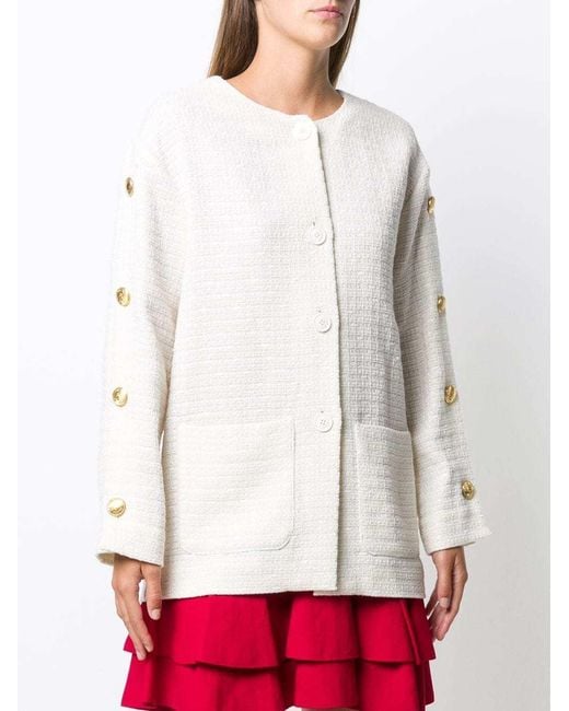 Moschino White Button Details Loose Cardigan