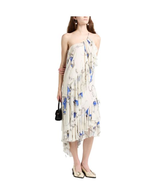 Burberry White Colorful One-Shoulder Dress