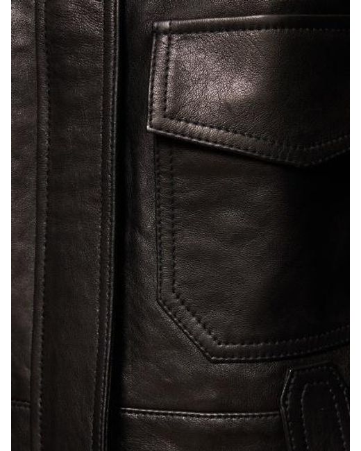 Khaite Black Zipper Cuff Leather Jacket