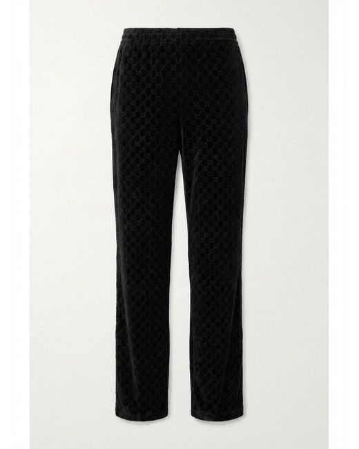 Gucci Black Gg Velvet Devoré Sportswear Pants for men