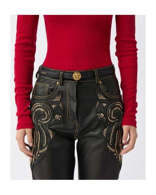 Versace Black Leather Belt 2 Cm