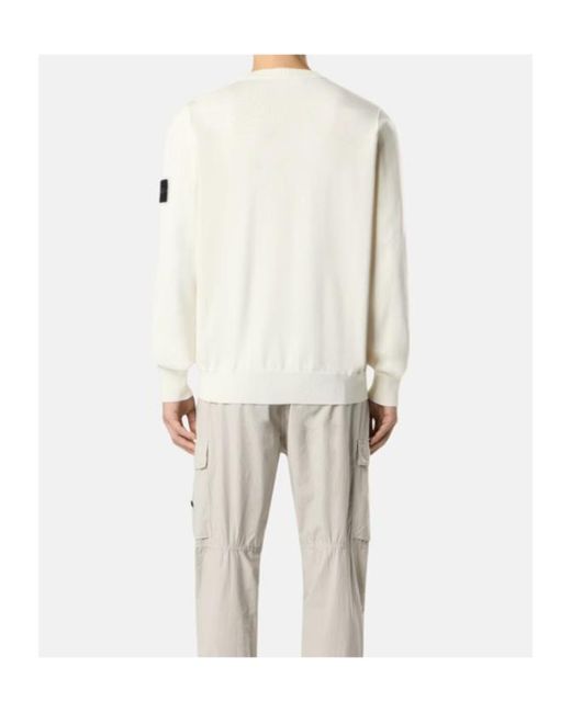 Stone Island White Logo Patch Crewneck Sweater for men